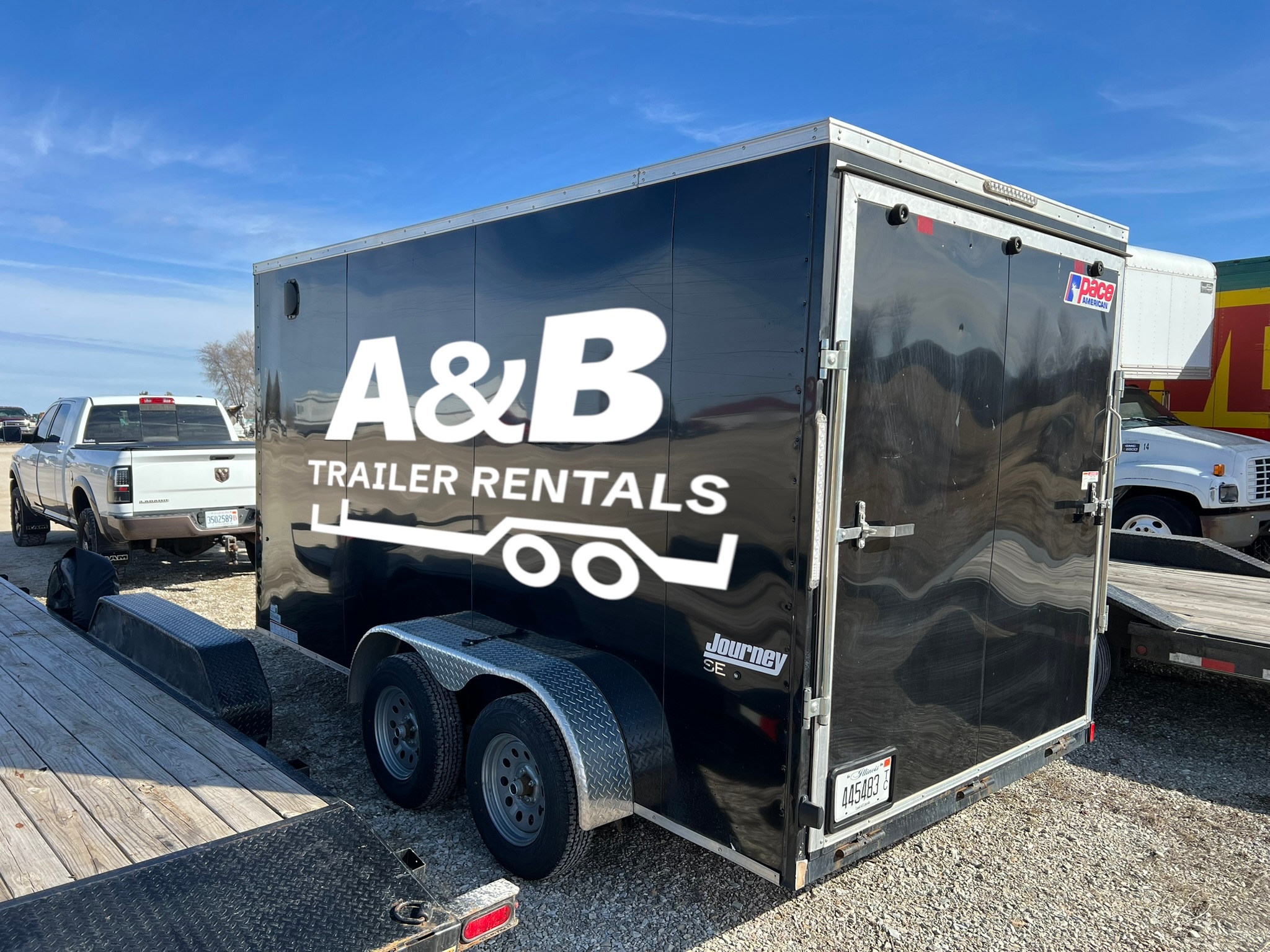 Enclosed cargo trailer rental in Central Illinois - Pace American Journey 7x14 weatherproof trailer
